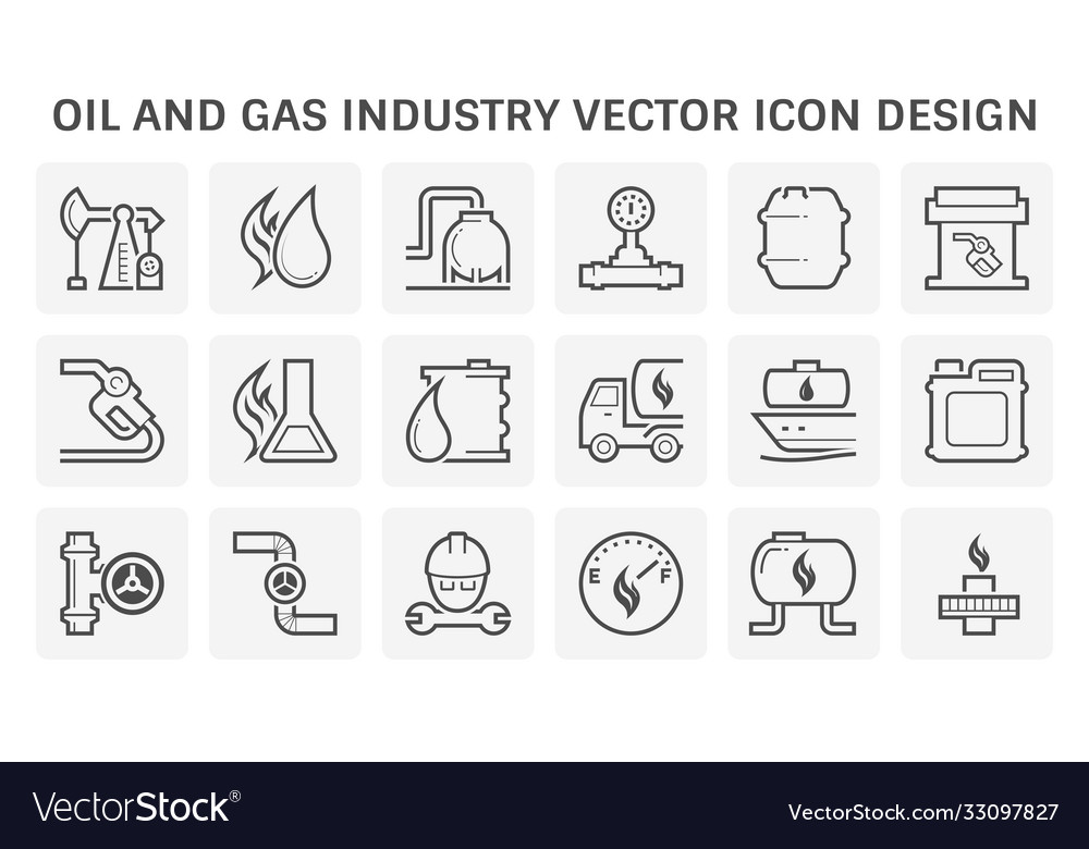 Oil and gas industry icon set design Royalty Free Vector