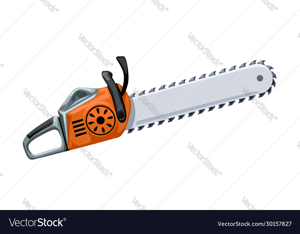 Orange chainsaw on white vector image Orange chainsaw on white