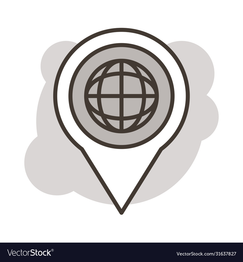 Pin location with sphere browser line style vector image Pin location with sphere browser line style