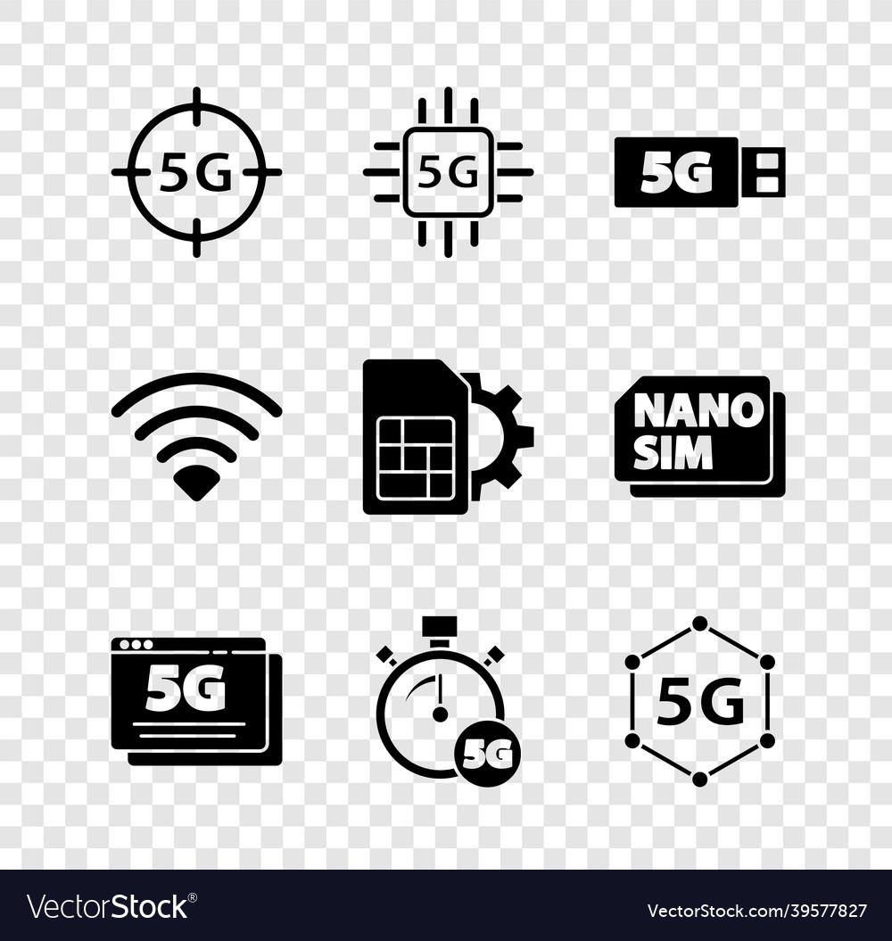 Set 5g network processor modem digital speed vector image Set 5g network processor modem digital speed