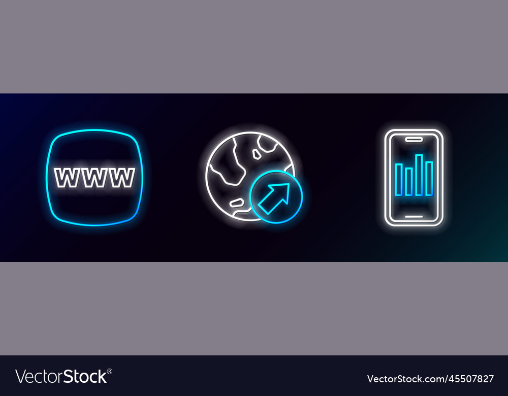 Set line mobile with graph website template vector image Set line mobile with graph website template