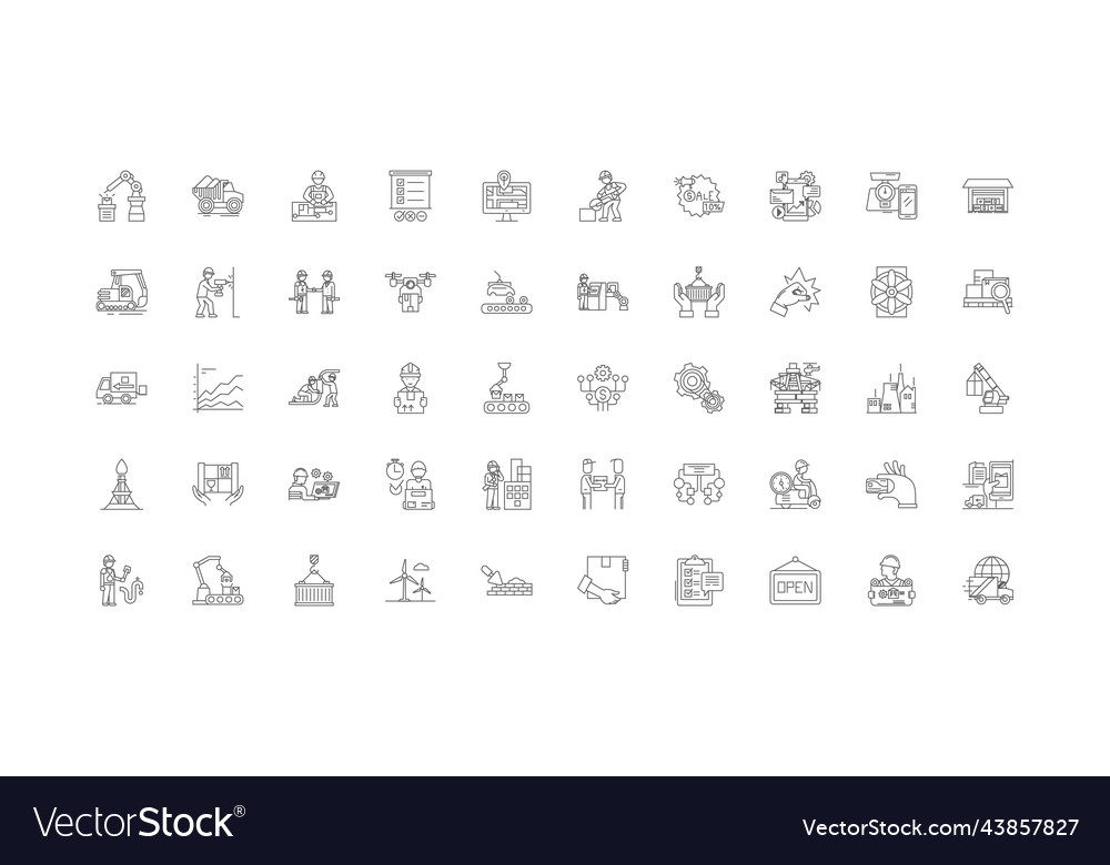 Workflow ideas linear icons line signs set Vector Image Workflow ideas linear icons line signs set