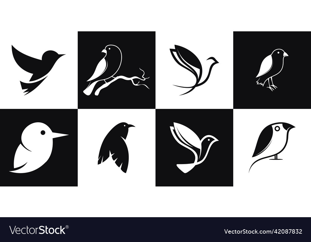 Creative silhouette logo set of birds template