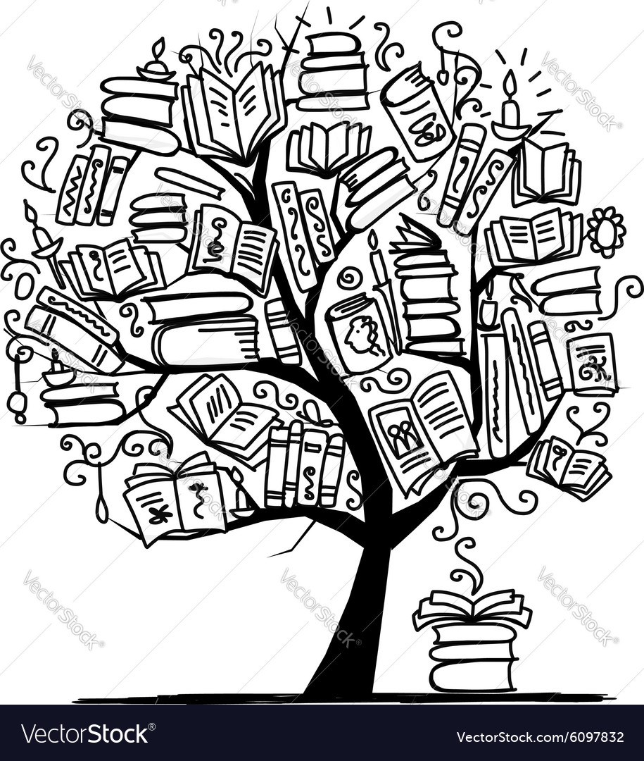 Elegant Book Tree Sketch
