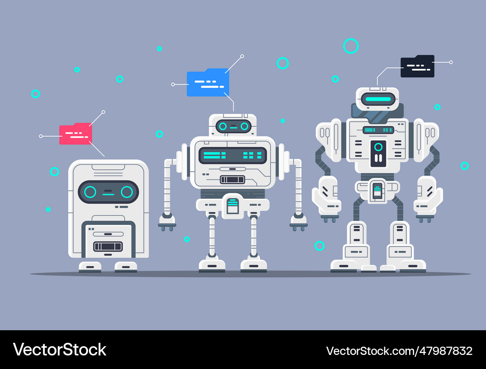 Evolution of robots stages of androids Royalty Free Vector