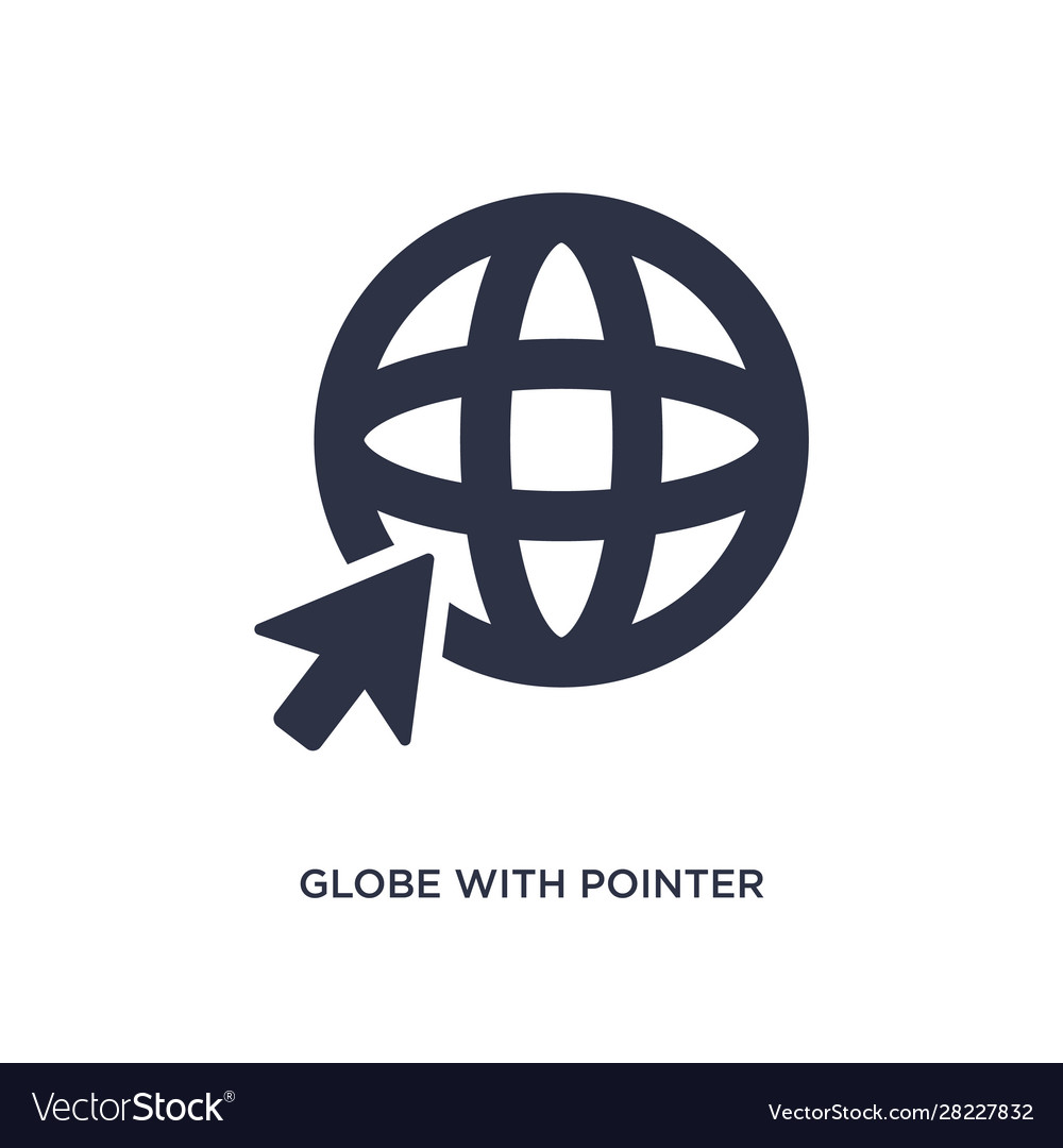 Globe with pointer icon on white background
