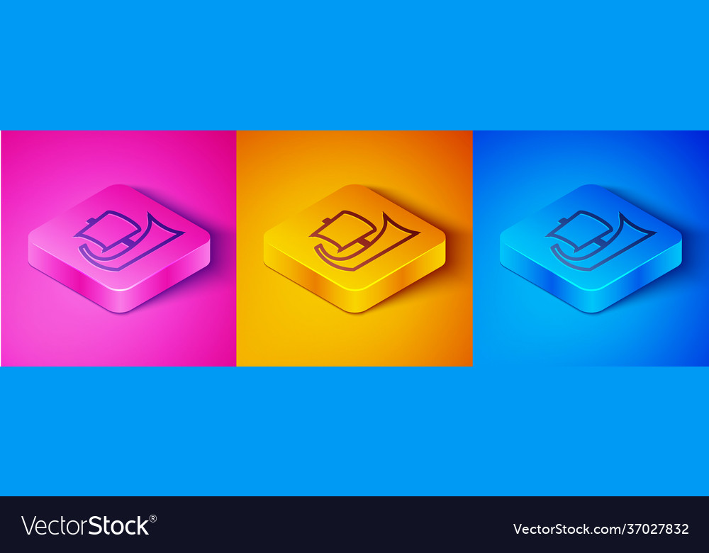 Isometric line ancient greek trireme icon isolated