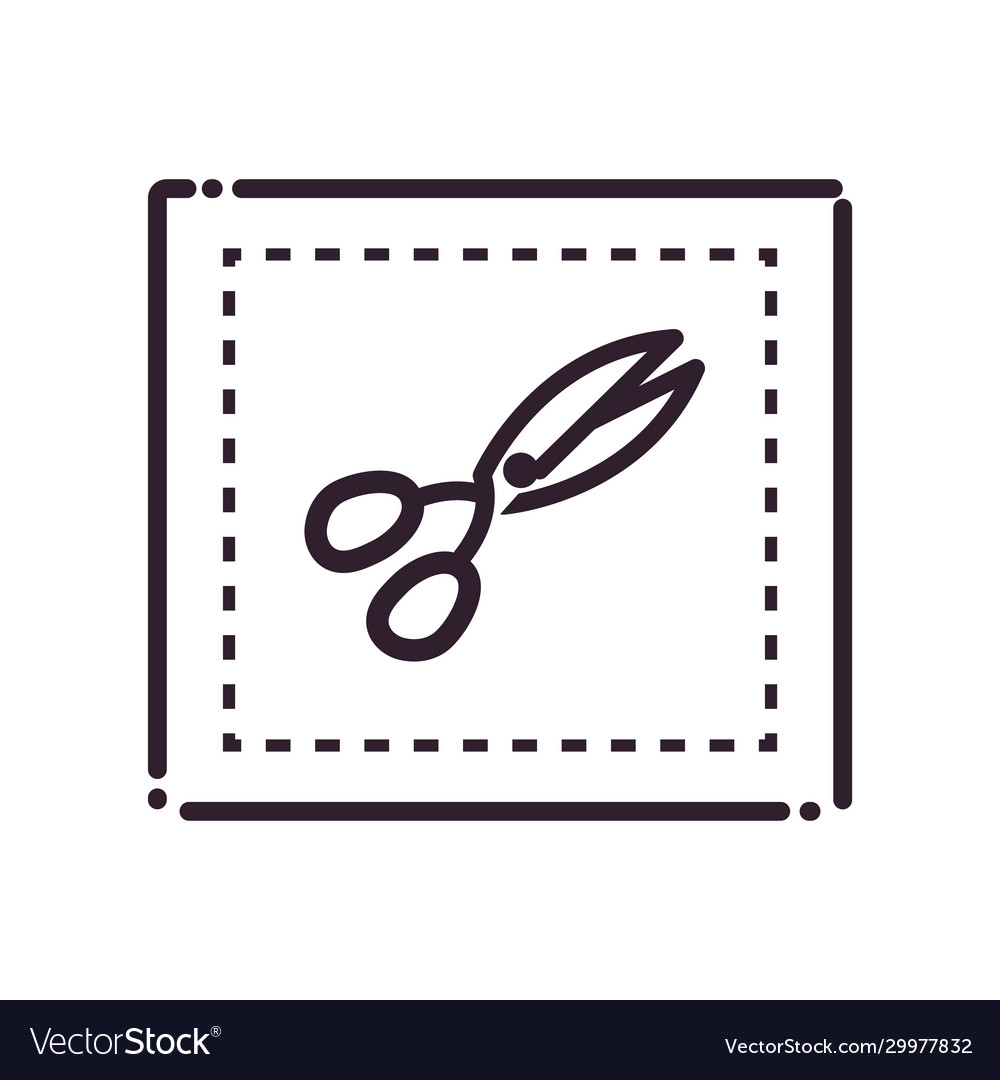 Label with scissor line style icon design