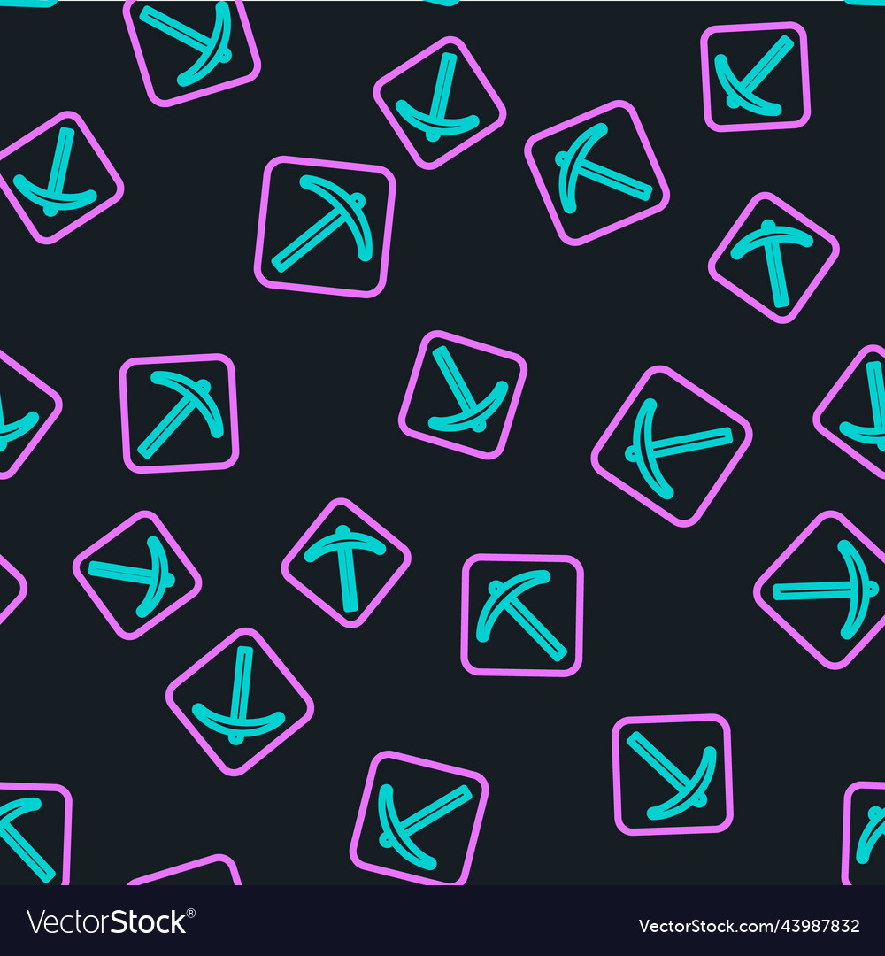Line pickaxe icon isolated seamless pattern