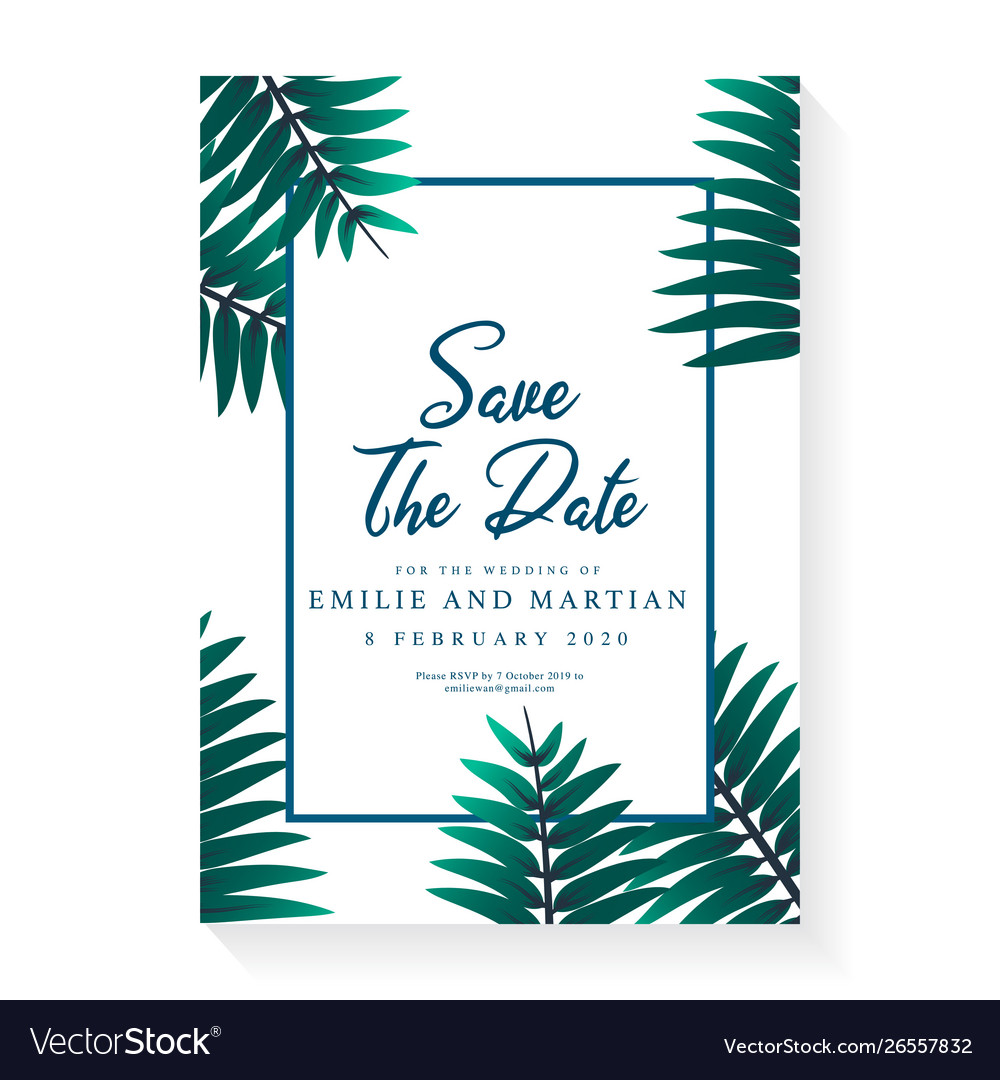 Minimalist wedding invitation card template vector image Minimalist wedding invitation card template