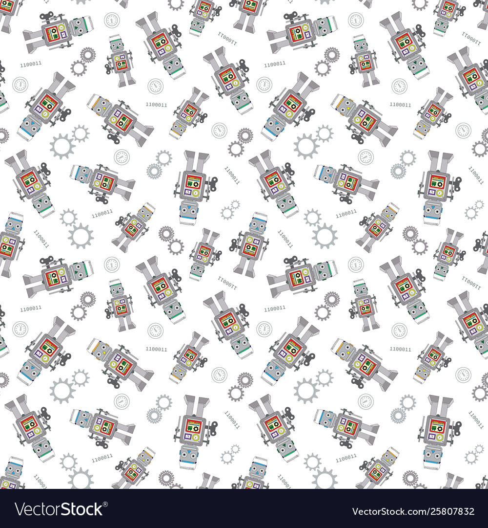Nice robots scattered on a white background