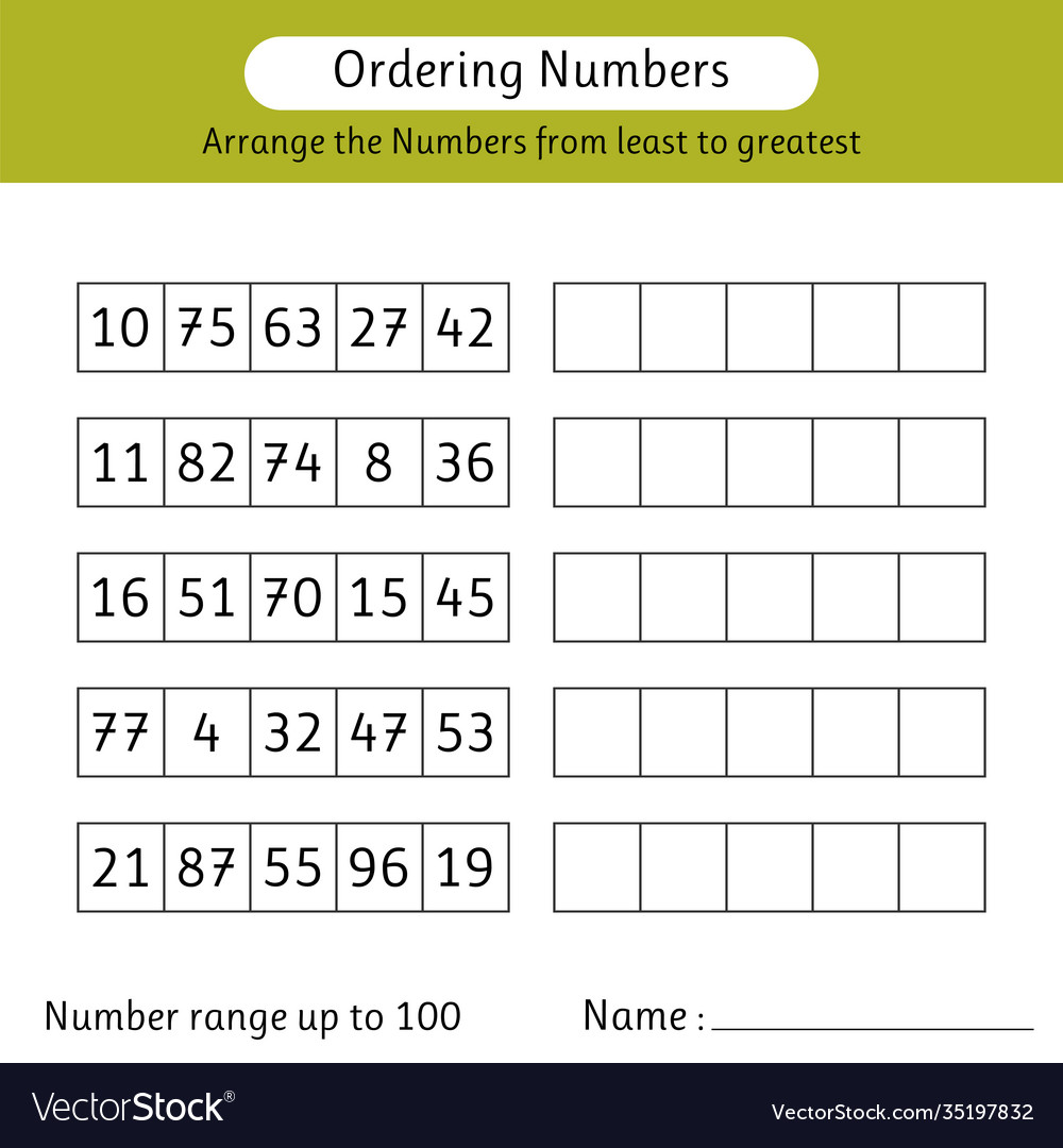 Ordering numbers worksheet arrange