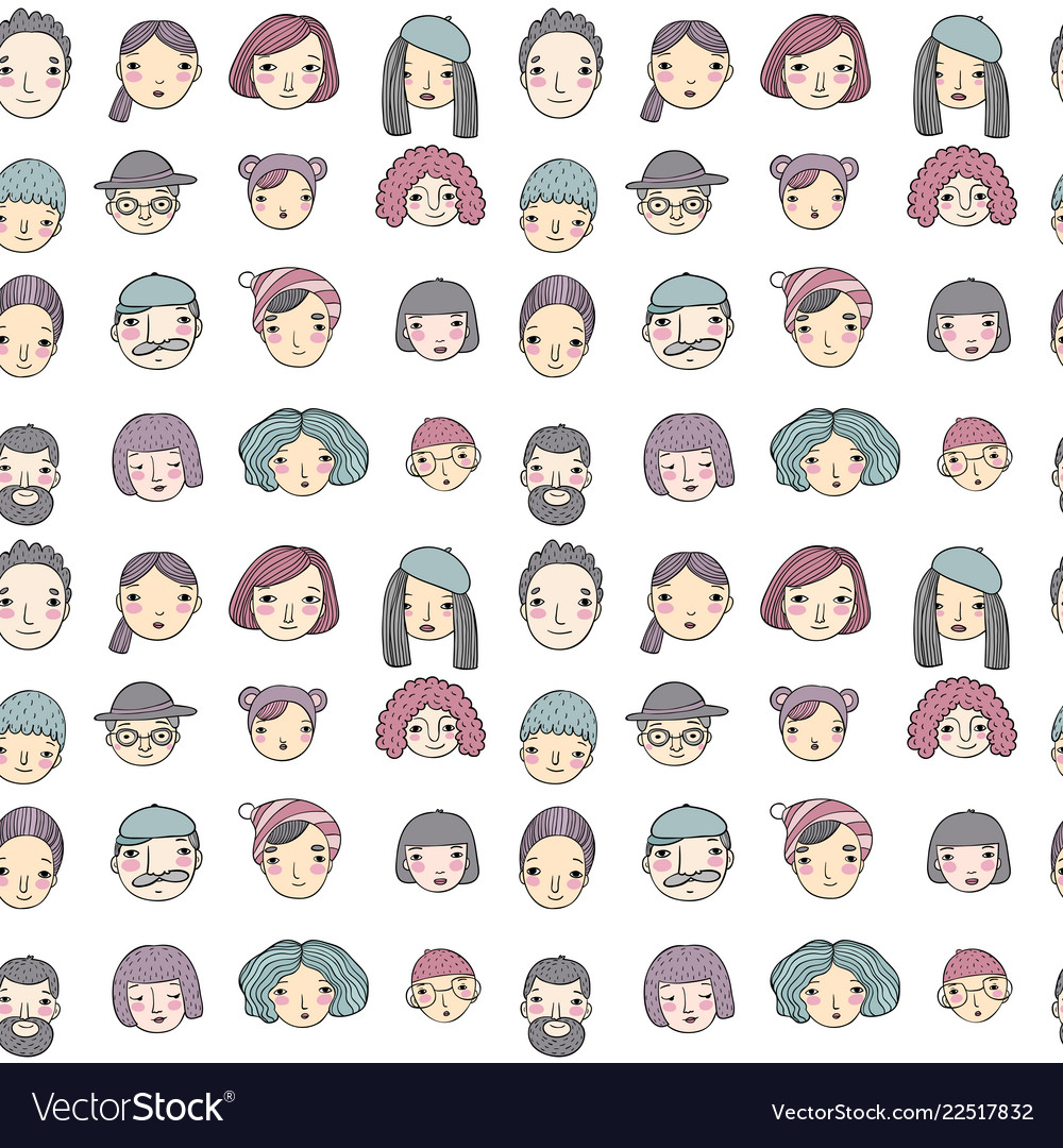 Pattern with graphical faces vector image Pattern with graphical faces