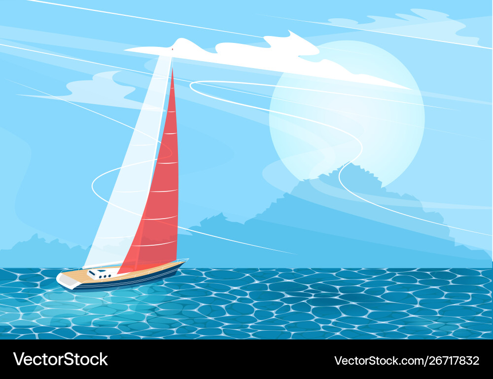 Sailing Ship Banner In Cartoon Style Royalty Free Vector