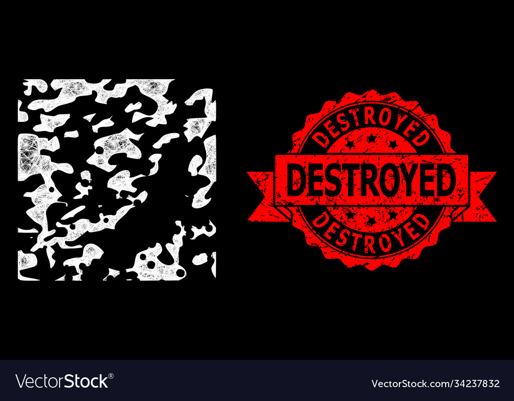 Scratched destroyed seal and bright web net vector image Scratched destroyed seal and bright web net