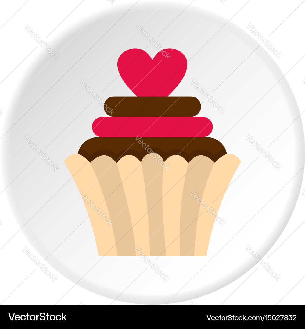 Valentine cupcake icon circle Royalty Free Vector Image