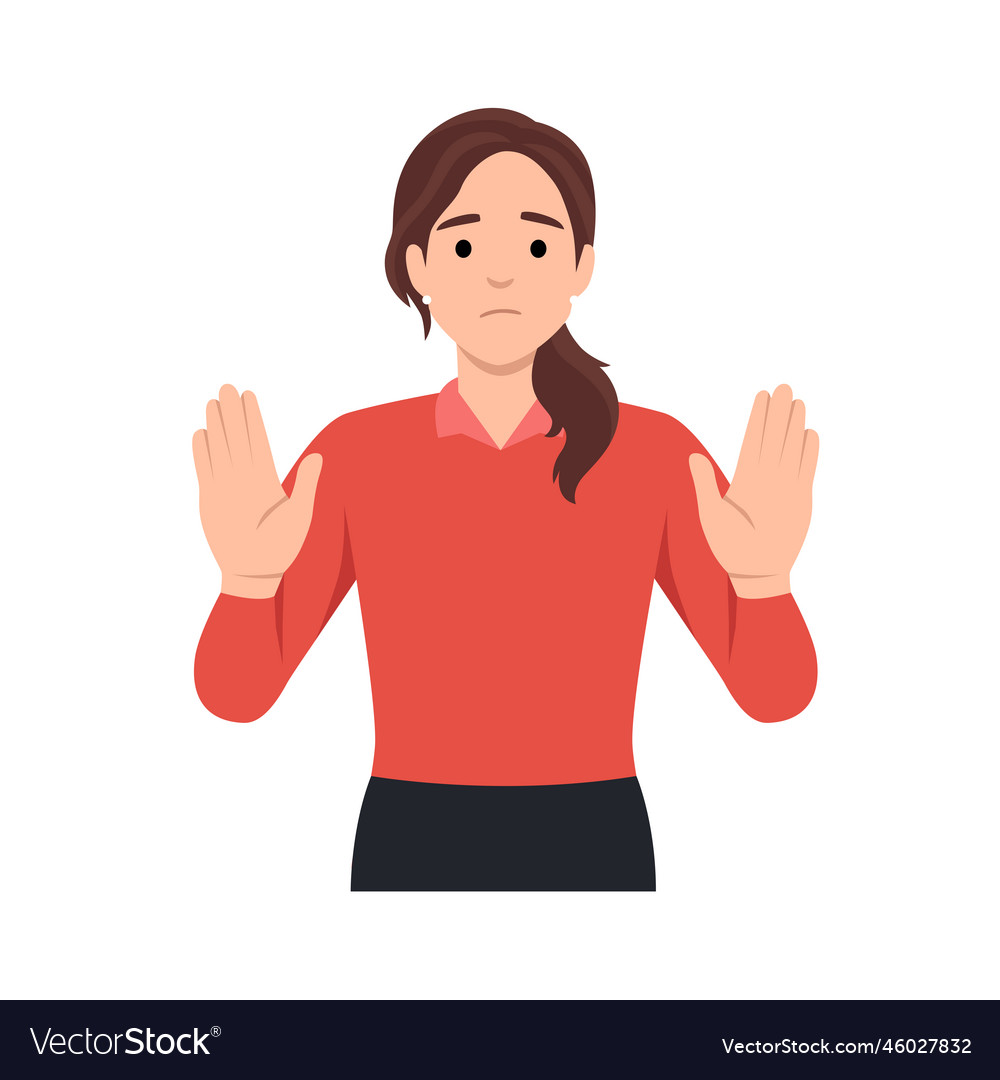 Woman says stop with the gesture Royalty Free Vector Image