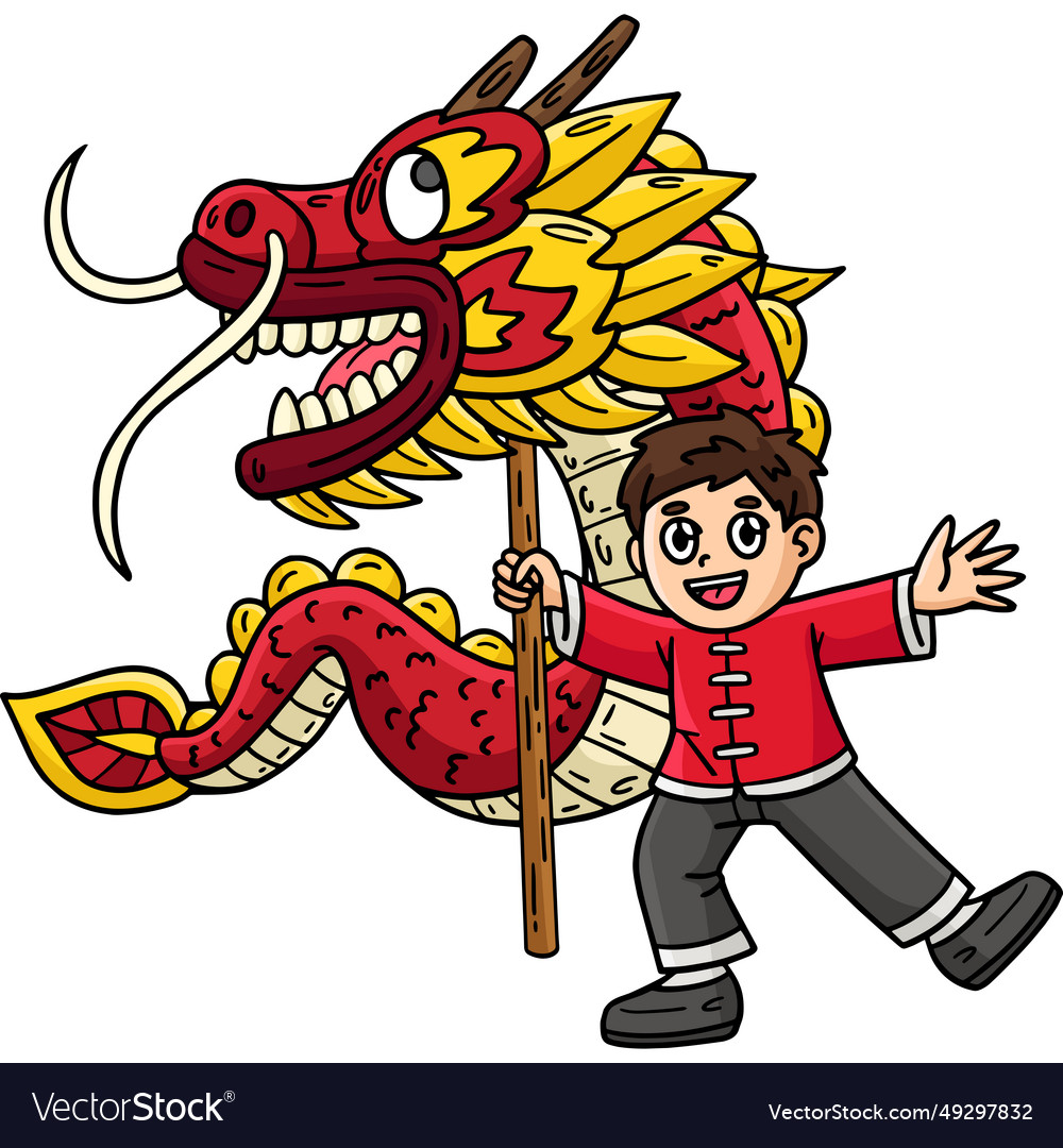 Year of the dragon dance clipart Royalty Free Vector Image