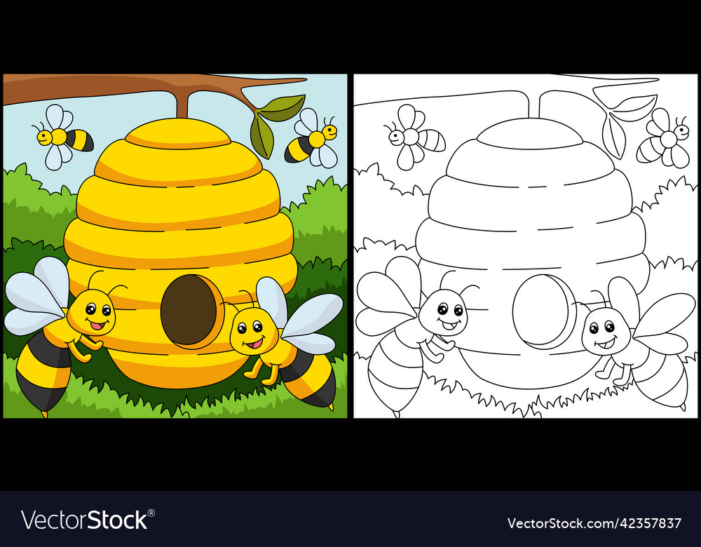 Bienen Färbung Seite gefärbt vector image Bienen Färbung Seite gefärbt