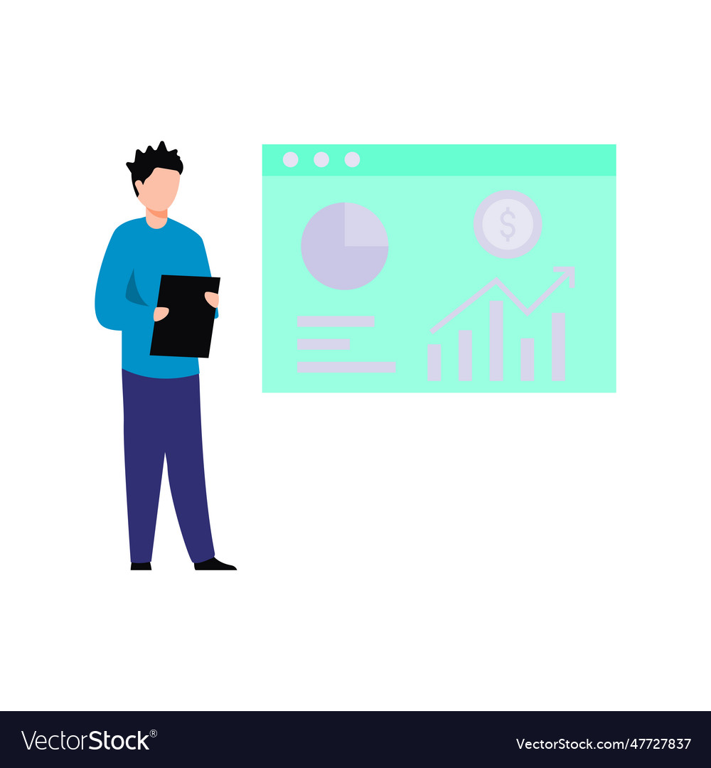 Boy working on chart graph presentation