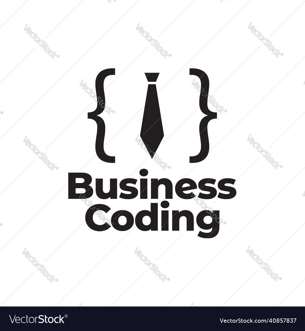Business tie with coding program logo design vector image Business tie with coding program logo design