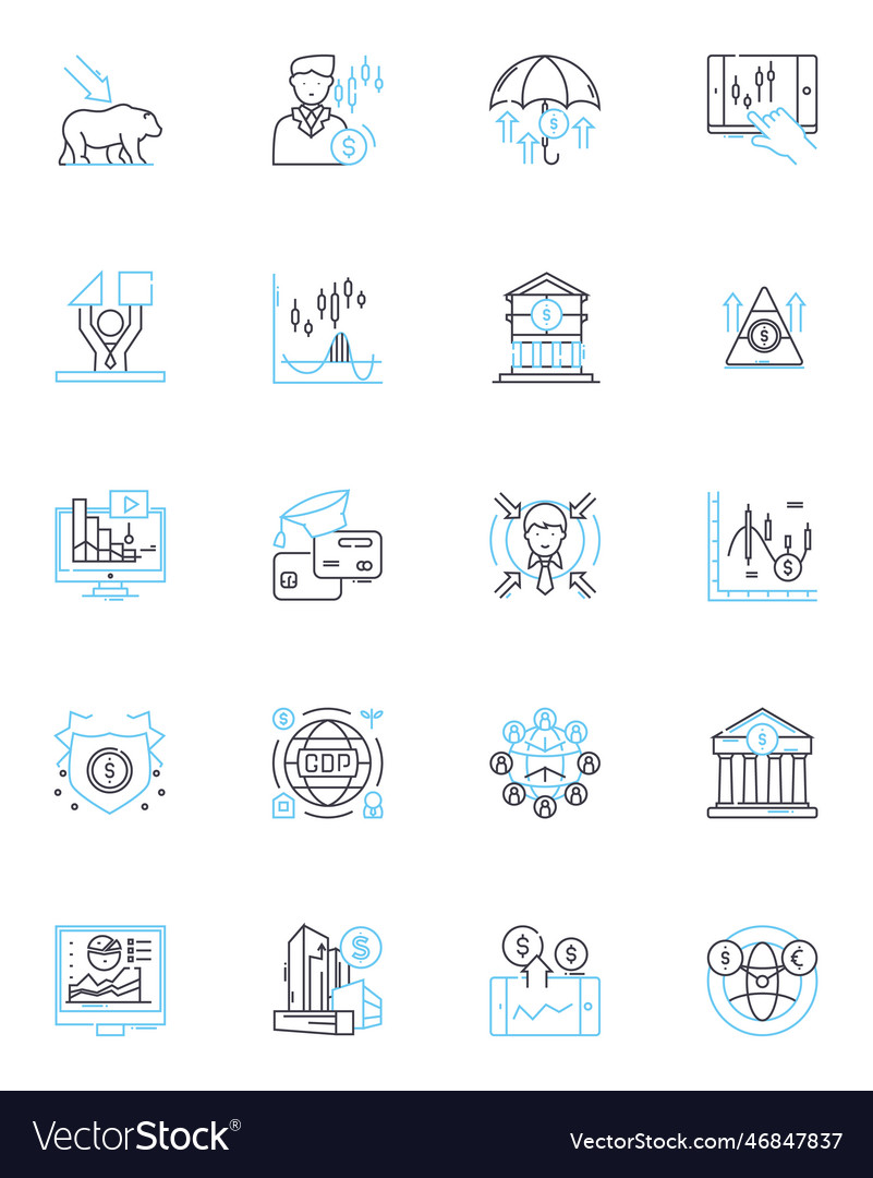 Data insights linear icons set analytics trends vector image Data insights linear icons set analytics trends