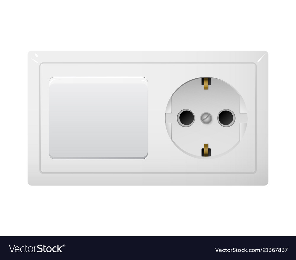 Electrical socket type f with switch receptacle vector image Electrical socket type f with switch receptacle