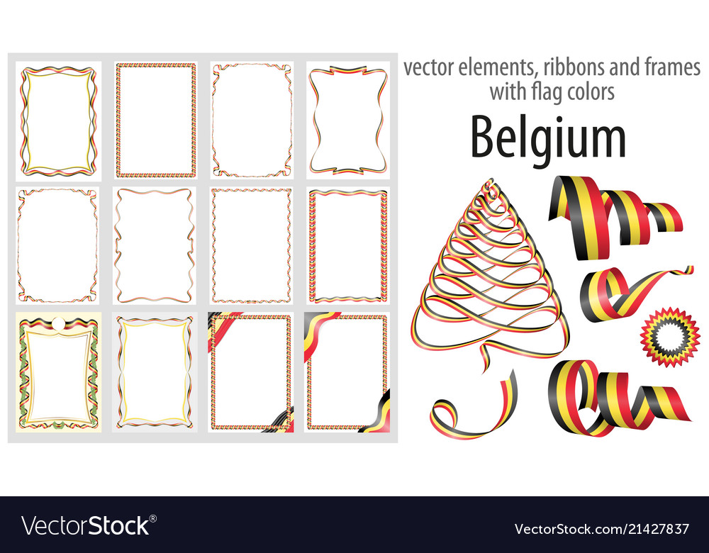 Elements ribbons and frames with flag colors vector image Elements ribbons and frames with flag colors