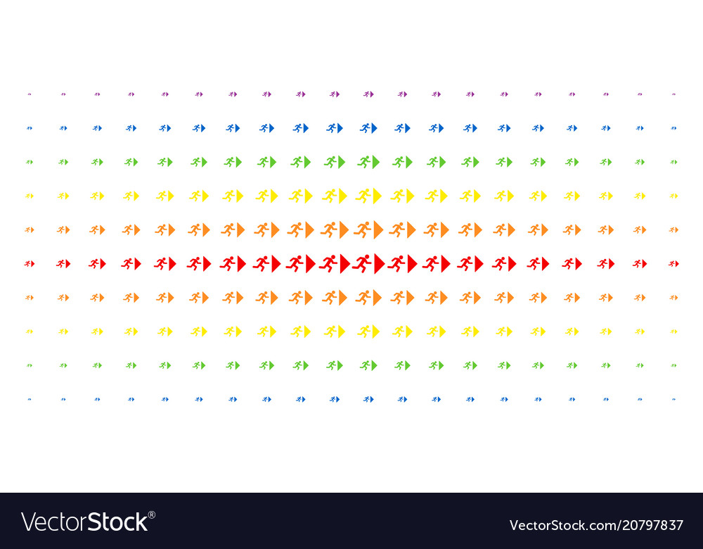 Exit direction spectrum halftone array vector image Exit direction spectrum halftone array