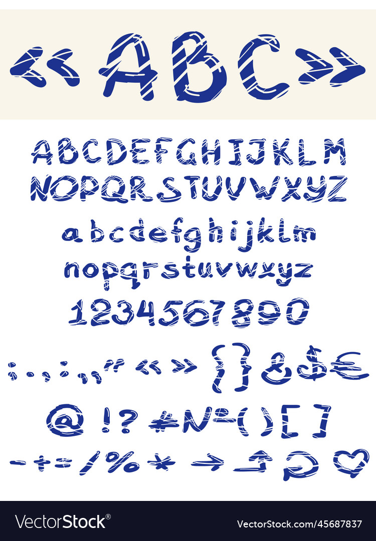 Font letters and numbers with scratches