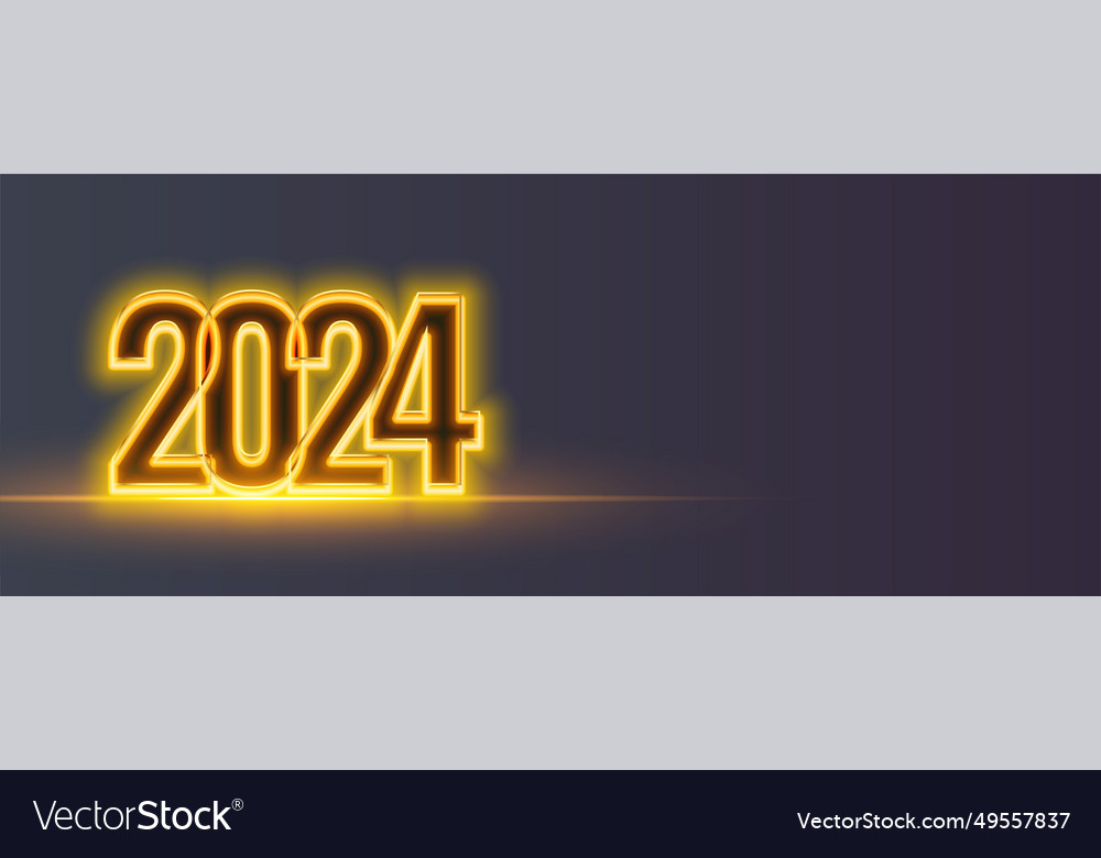 Glowing 2024 golden lettering new year eve dark Vector Image