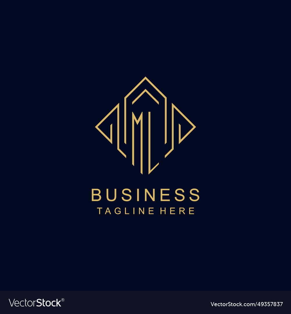 Initial logo ml monogram with rhombus line style