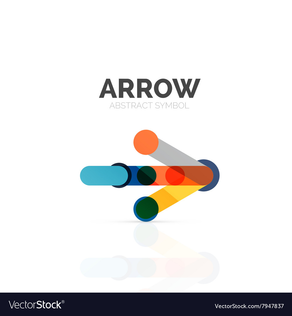 Linear arrow abstract logo connected multicolored vector image Linear arrow abstract logo connected multicolored