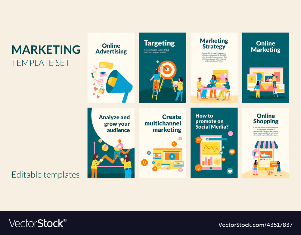 Marketing strategy flat design editable template