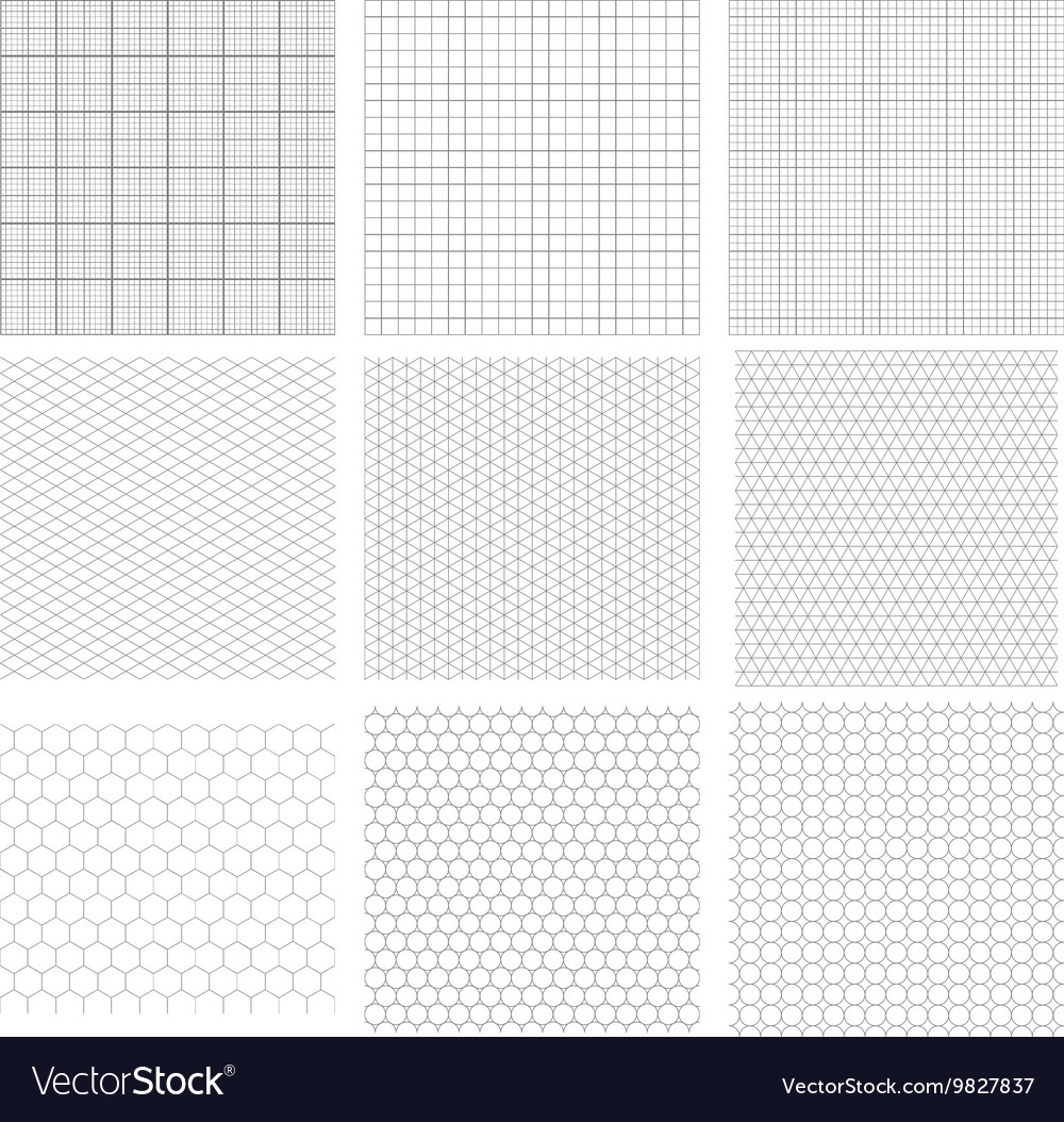 Nine Gray Geometric Grid Patterns