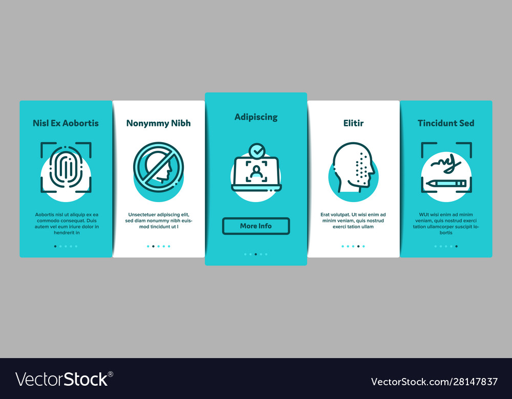 Recognition onboarding elements icons set vector image Recognition onboarding elements icons set
