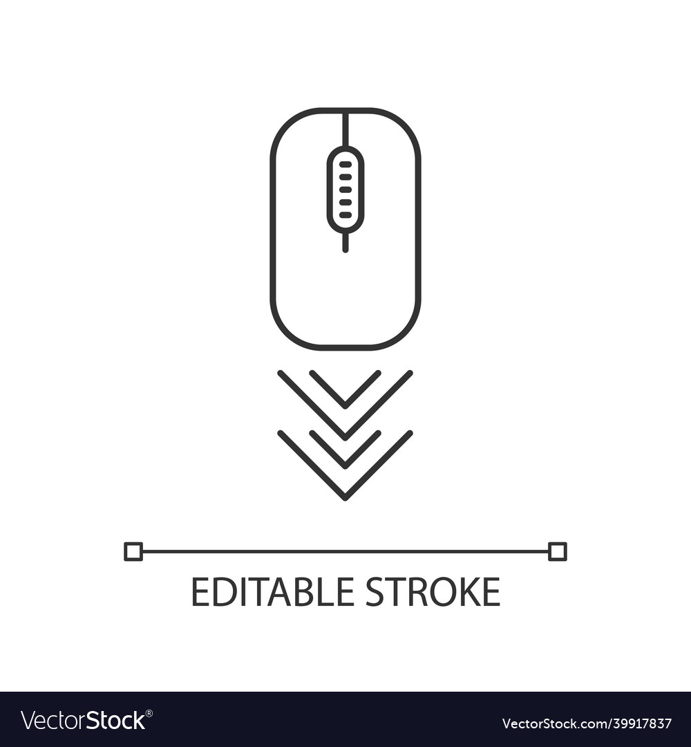 Scrolling mouse pixel perfect linear icon vector image Scrolling mouse pixel perfect linear icon