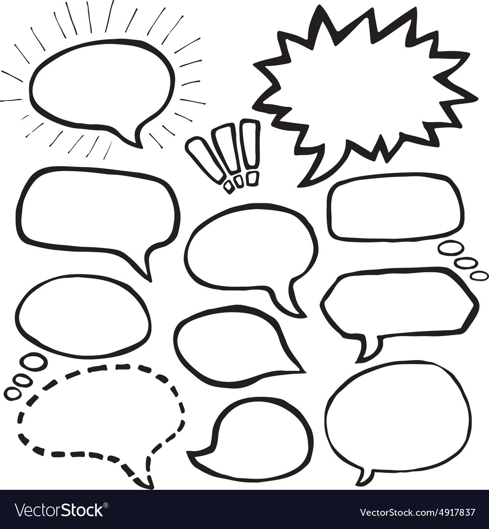 Set of sketched speech bubbles