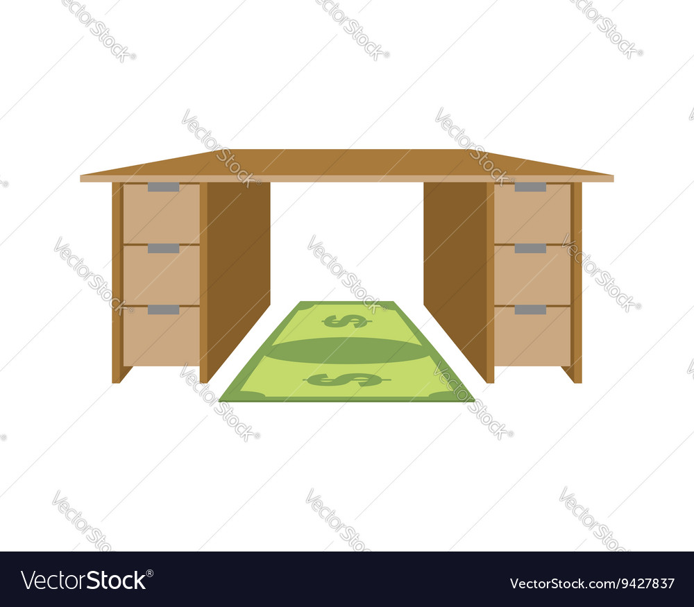 Table And Rug Dollar Mat Under Feet Of Money Bill Vector Image