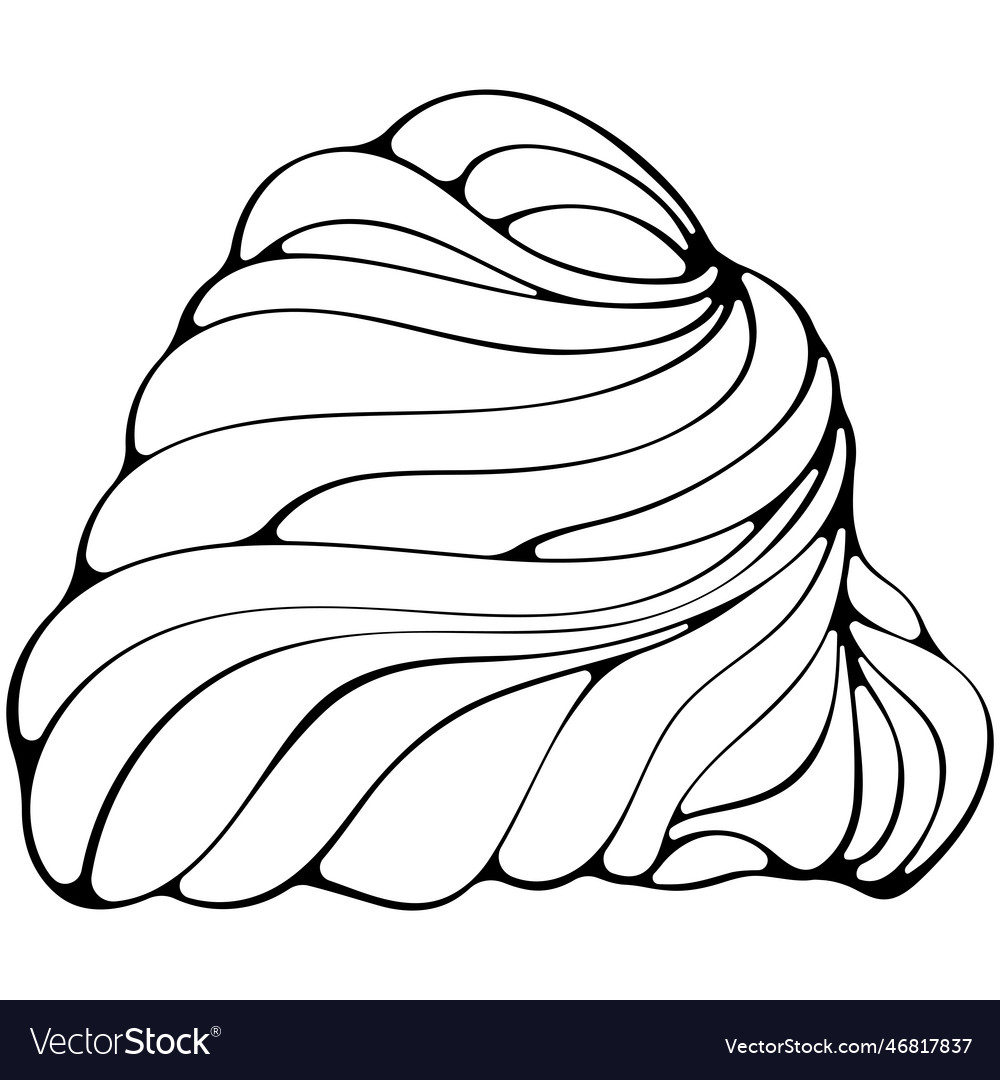 Whipped cream swirl shape line art Royalty Free Vector Image