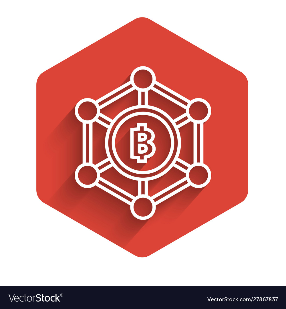 White line blockchain technology bitcoin icon