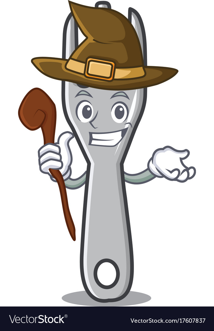 Witch fork character cartoon style Royalty Free Vector Image