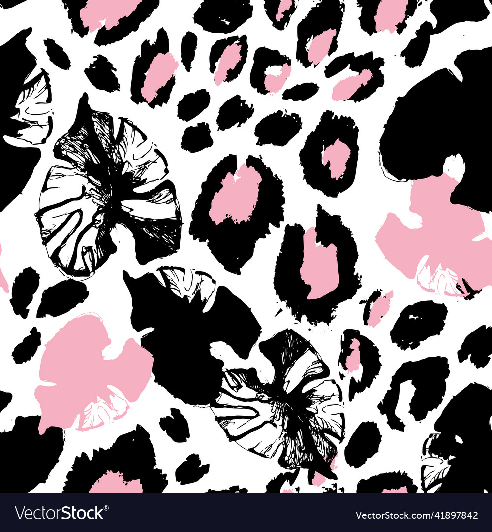 Abstract tropical floral seamless pattern