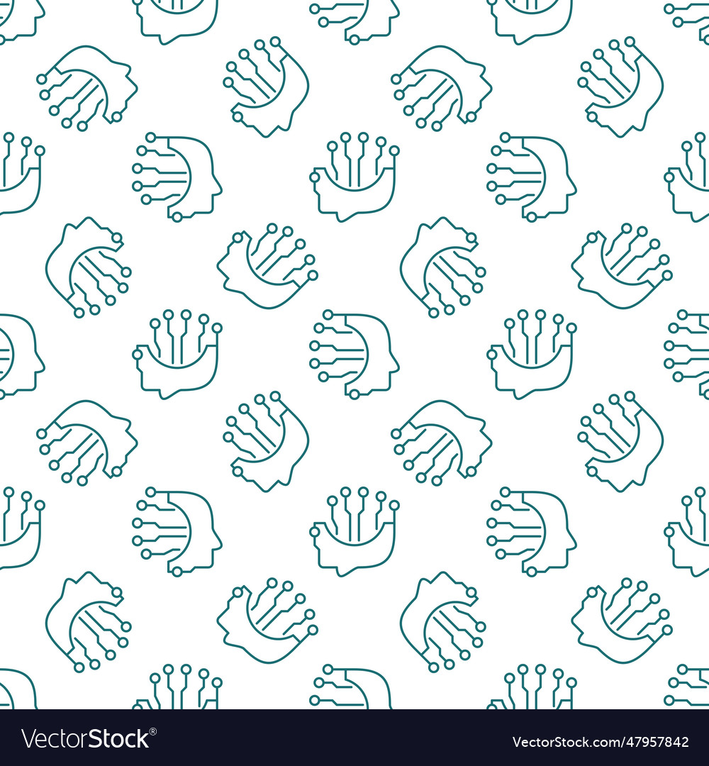 Ai head with circuits board line seamless pattern