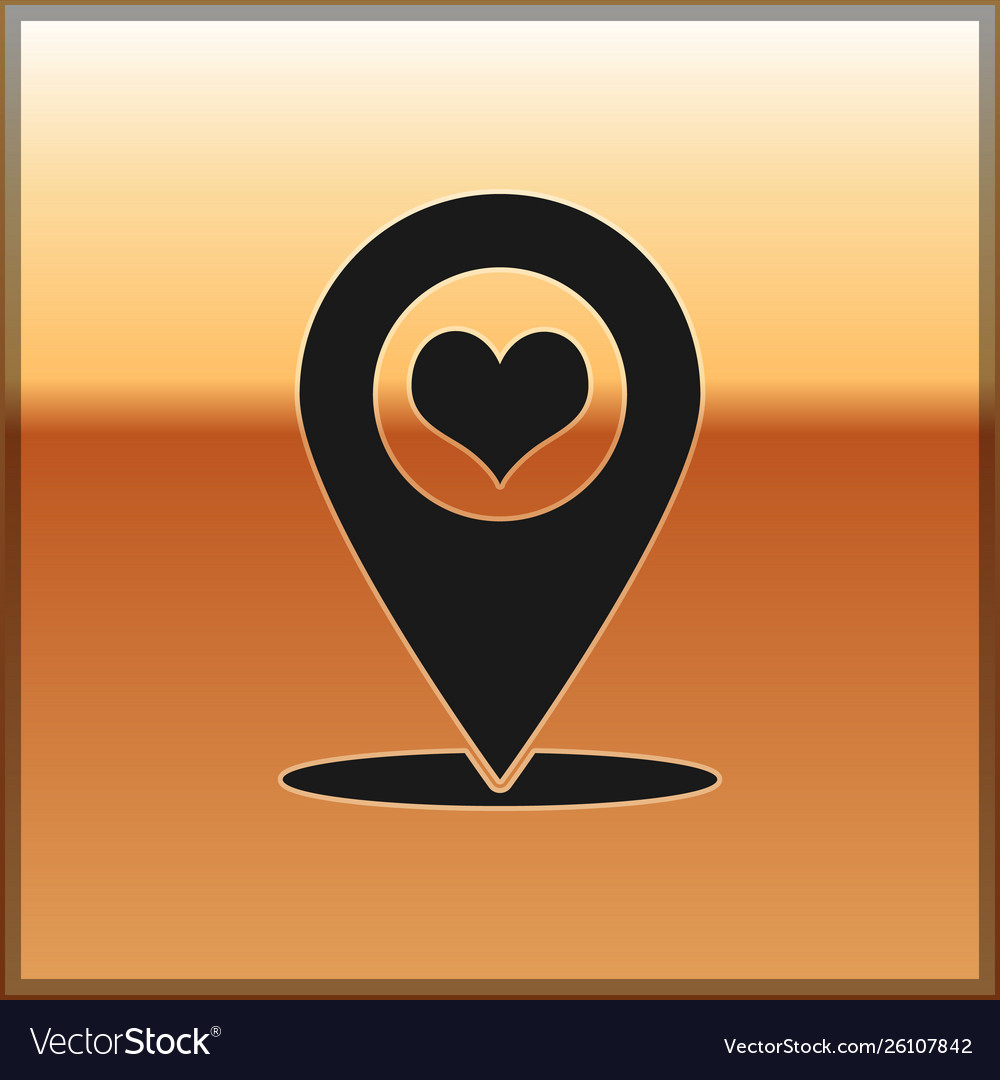 Black map pointer with heart icon isolated Vector Image Black map pointer with heart icon isolated