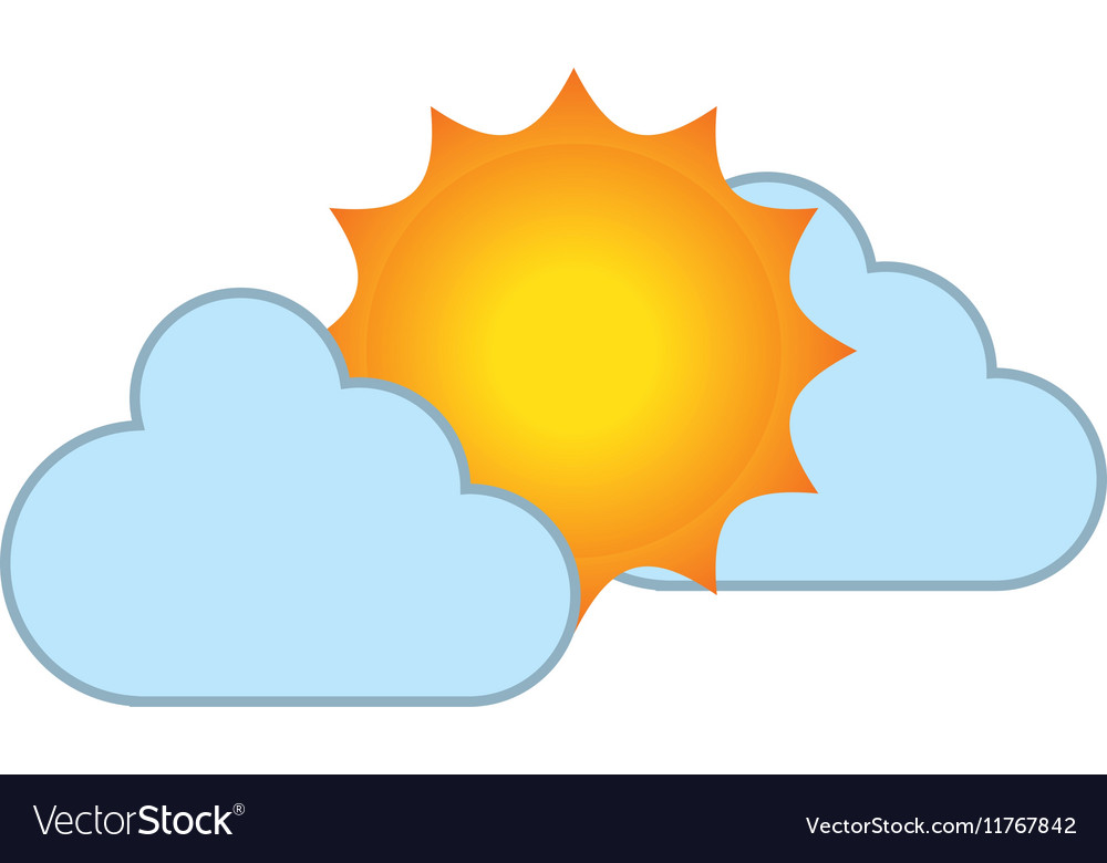 Clouds and sun isolated icon