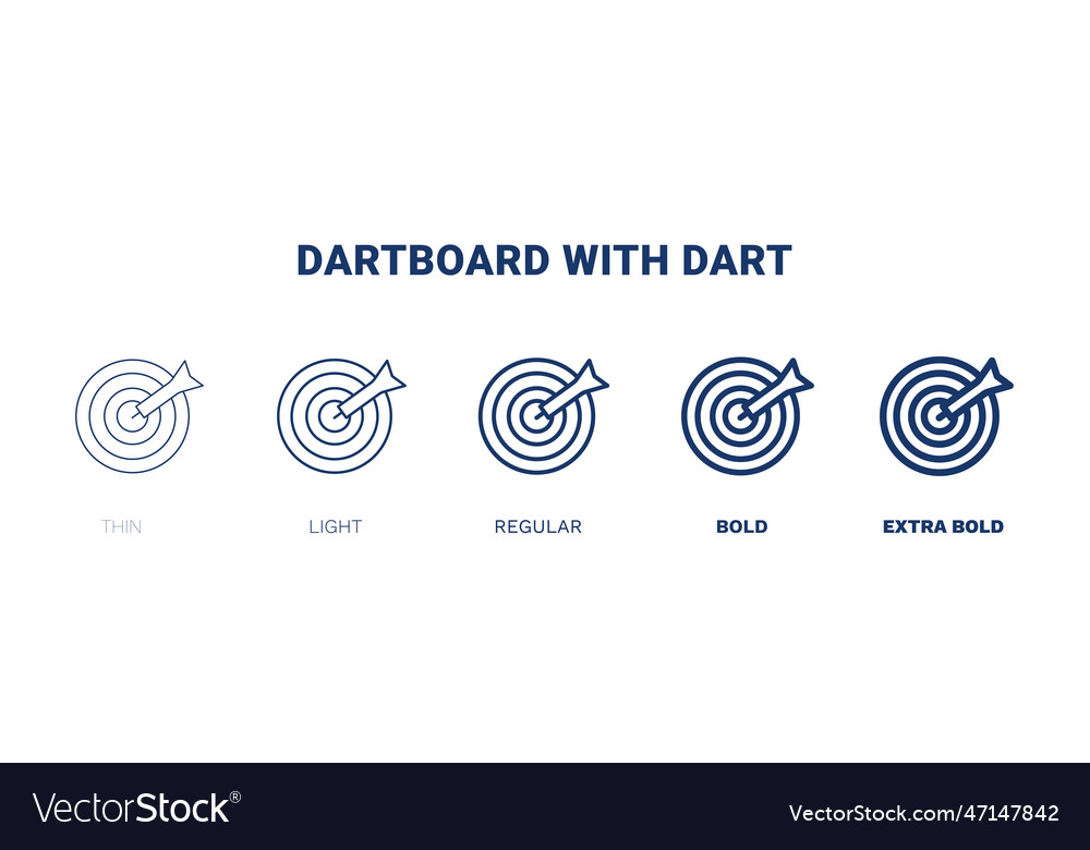 Dartboard with dart icon thin light regular bold Vector Image Dartboard with dart icon thin light regular bold