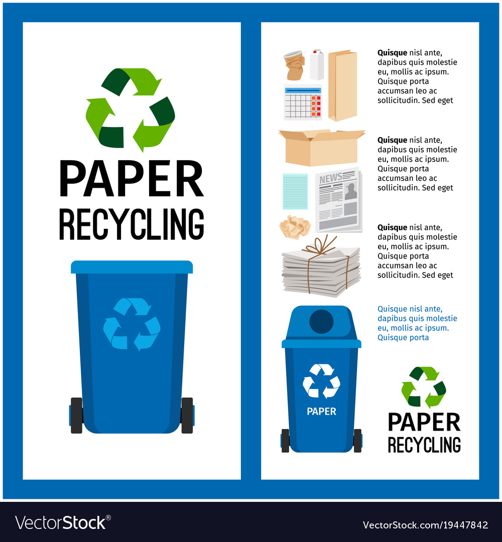 Garbage blue container info with paper Royalty Free Vector