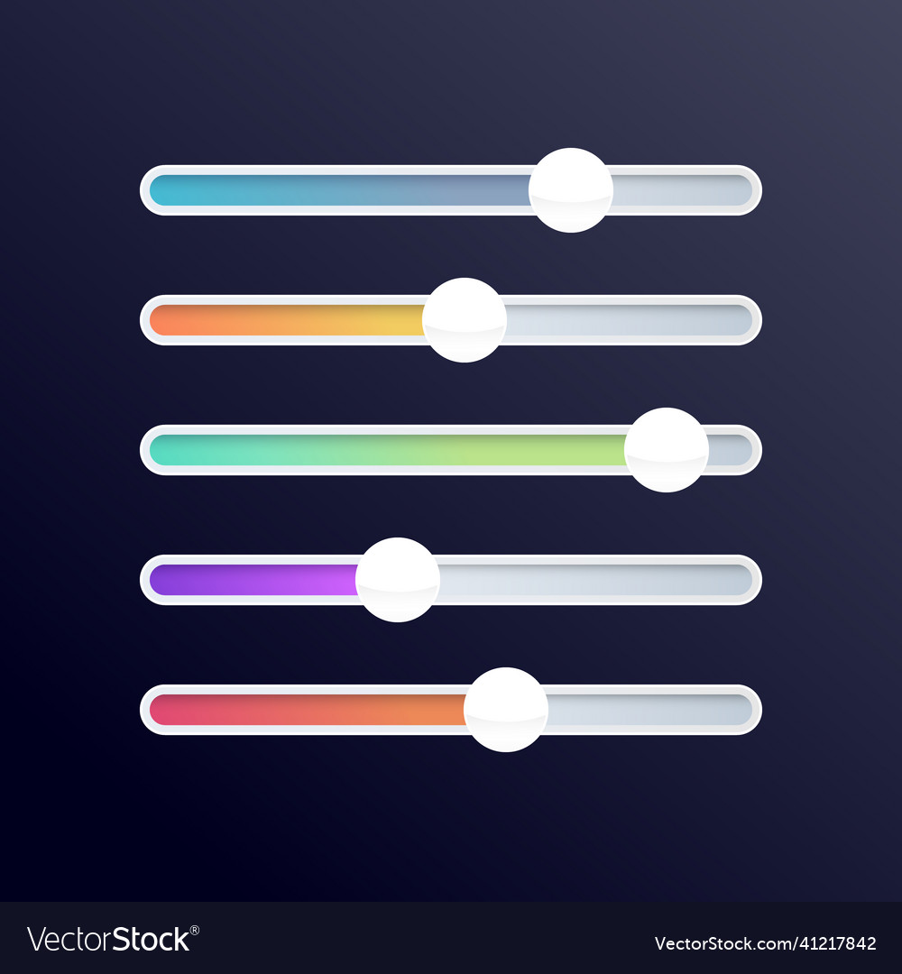 Gradient colorful sliders set vector image Gradient colorful sliders set