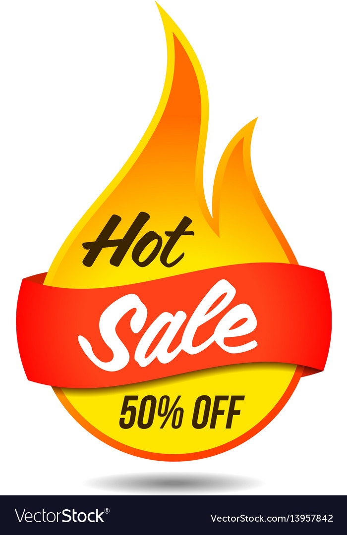 Hot sale flaming label Royalty Free Vector Image